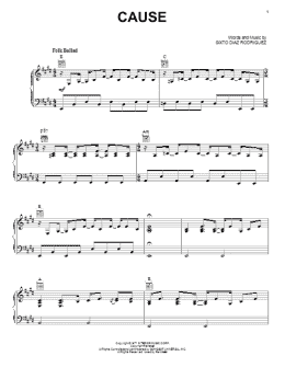 page one of Cause (Piano, Vocal & Guitar Chords (Right-Hand Melody))