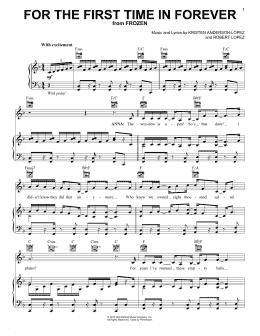 page one of For The First Time In Forever (from Frozen) (Piano, Vocal & Guitar Chords (Right-Hand Melody))