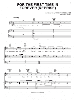 page one of For The First Time In Forever (Reprise) (from Frozen) (Piano, Vocal & Guitar Chords (Right-Hand Melody))