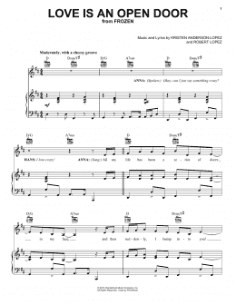 page one of Love Is An Open Door (from Frozen) (Piano, Vocal & Guitar Chords (Right-Hand Melody))