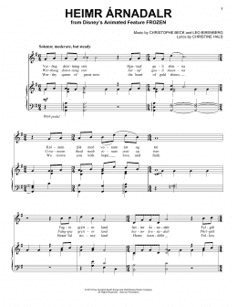 page one of Heimr Arnadalr (from Disney's Frozen) (Piano, Vocal & Guitar Chords (Right-Hand Melody))