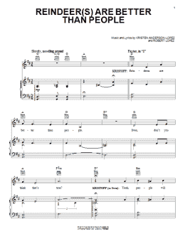 page one of Reindeer(s) Are Better Than People (from Disney's Frozen) (Piano, Vocal & Guitar Chords (Right-Hand Melody))