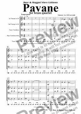 page one of Pavane for brass quartet