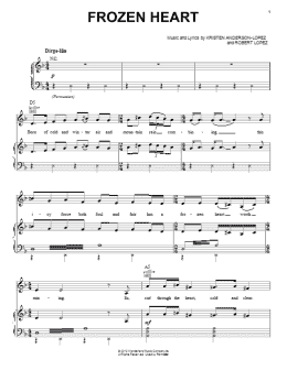 page one of Frozen Heart (from Disney's Frozen) (Piano, Vocal & Guitar Chords (Right-Hand Melody))