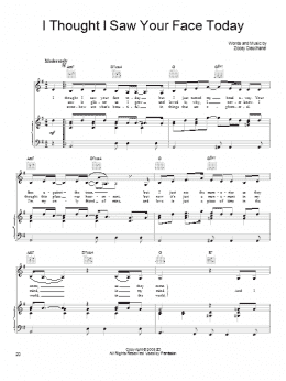 page one of I Thought I Saw Your Face Today (Piano, Vocal & Guitar Chords (Right-Hand Melody))
