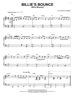 page one of Billie's Bounce (Bill's Bounce) (Piano Solo)