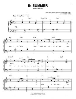 page one of In Summer (from Frozen) (Easy Piano)