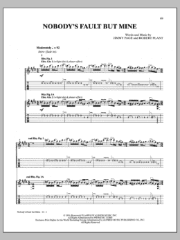 page one of Nobody's Fault But Mine (Guitar Tab)