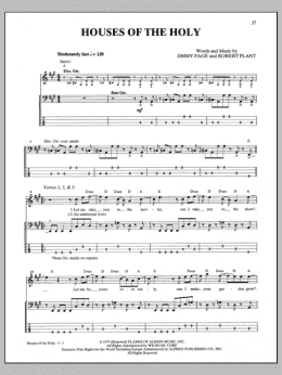 page one of Houses Of The Holy (Bass Guitar Tab)