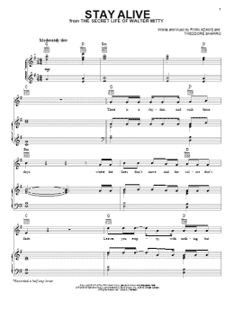 page one of Stay Alive (from The Secret Life Of Walter Mitty) (Piano, Vocal & Guitar Chords (Right-Hand Melody))