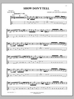 page one of Show Don't Tell (Bass Guitar Tab)