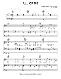 page one of All Of Me (Piano, Vocal & Guitar Chords (Right-Hand Melody))
