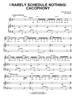 page one of I Rarely Schedule Nothing/Cacophony (Piano, Vocal & Guitar Chords (Right-Hand Melody))