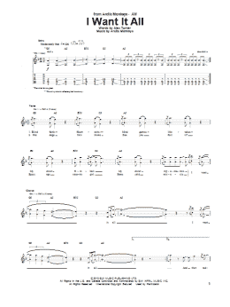 page one of I Want It All (Guitar Tab)