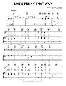page one of She's Funny That Way (Piano, Vocal & Guitar Chords (Right-Hand Melody))