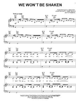 page one of We Won't Be Shaken (Piano, Vocal & Guitar Chords (Right-Hand Melody))