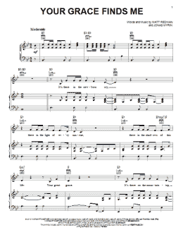 page one of Your Grace Finds Me (Piano, Vocal & Guitar Chords (Right-Hand Melody))