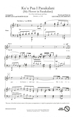 page one of Ku'u Pua I Paoakalani (2-Part Choir)