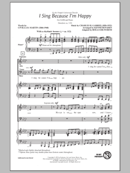 page one of I Sing Because I'm Happy (SATB Choir)