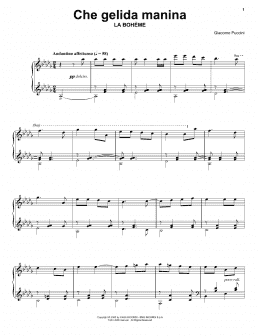 page one of Che gelida manina from La Bohème (Piano Solo)