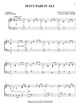 page one of Jesus Paid It All (Piano Solo)