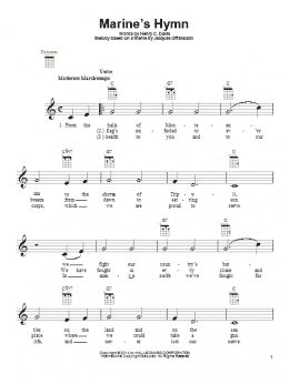 page one of Marine's Hymn (Ukulele)