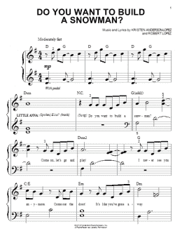 page one of Do You Want To Build A Snowman? (from Frozen) (Big Note Piano)