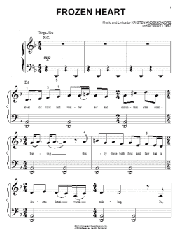 page one of Frozen Heart (from Disney's Frozen) (Big Note Piano)