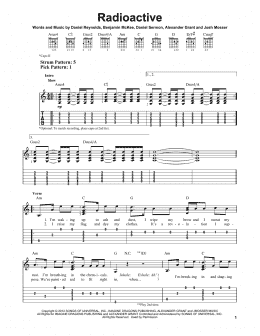 page one of Radioactive (Easy Guitar Tab)