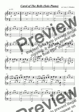 page one of Carol of the Bells (Solo Piano)