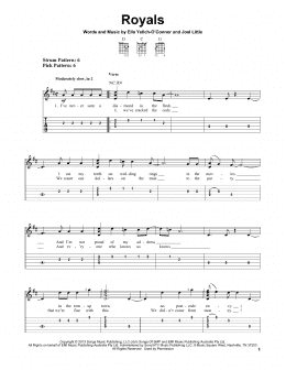 page one of Royals (Easy Guitar Tab)