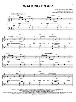 page one of Walking On Air (Easy Piano)