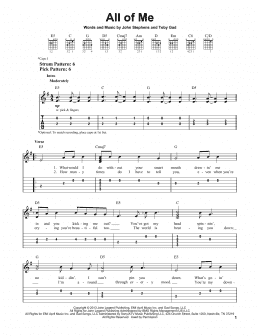 page one of All Of Me (Easy Guitar Tab)