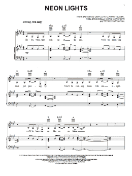 page one of Neon Lights (Piano, Vocal & Guitar Chords (Right-Hand Melody))
