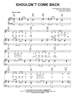 page one of Shouldn't Come Back (Piano, Vocal & Guitar Chords (Right-Hand Melody))