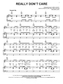 page one of Really Don't Care (Piano, Vocal & Guitar Chords (Right-Hand Melody))