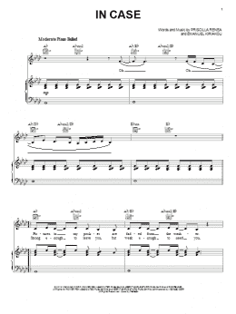 page one of In Case (Piano, Vocal & Guitar Chords (Right-Hand Melody))