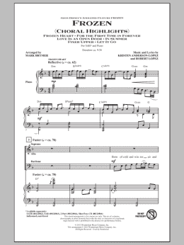 page one of Frozen (Choral Highlights) (SAB Choir)