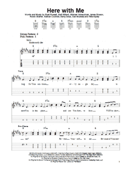 page one of Here With Me (Easy Guitar Tab)