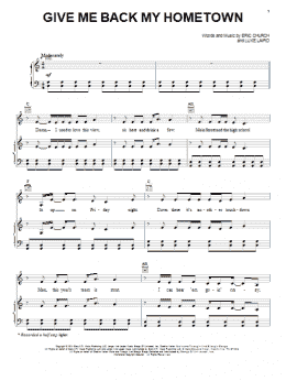 page one of Give Me Back My Hometown (Piano, Vocal & Guitar Chords (Right-Hand Melody))