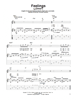 page one of Feelings (Dime) (Solo Guitar)