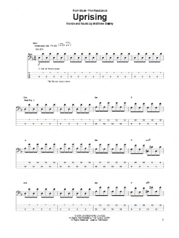 page one of Uprising (Bass Guitar Tab)
