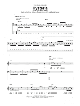 page one of Hysteria (Bass Guitar Tab)