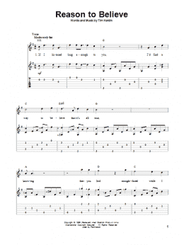 page one of Reason To Believe (Solo Guitar)