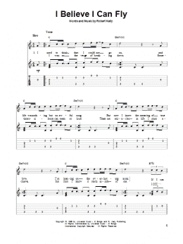 page one of I Believe I Can Fly (Solo Guitar)