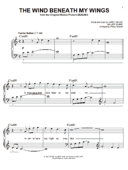 page one of The Wind Beneath My Wings (arr. Phillip Keveren) (Easy Piano)