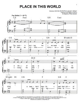 page one of Place In This World (arr. Phillip Keveren) (Easy Piano)