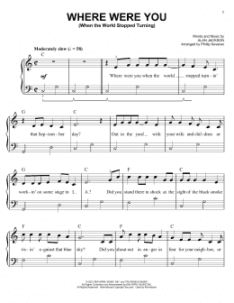 page one of Where Were You (When The World Stopped Turning) (arr. Phillip Keveren) (Easy Piano)