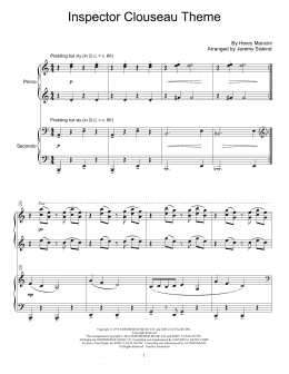 page one of Inspector Clouseau Theme (Piano Duet)