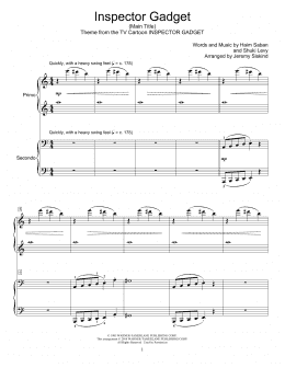 page one of Inspector Gadget (Main Title) (Piano Duet)